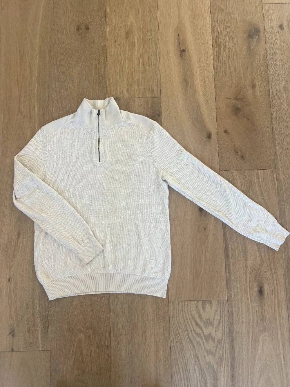 Quarter-Zip Cotton Off-White Sweater Medium Banana Republic
